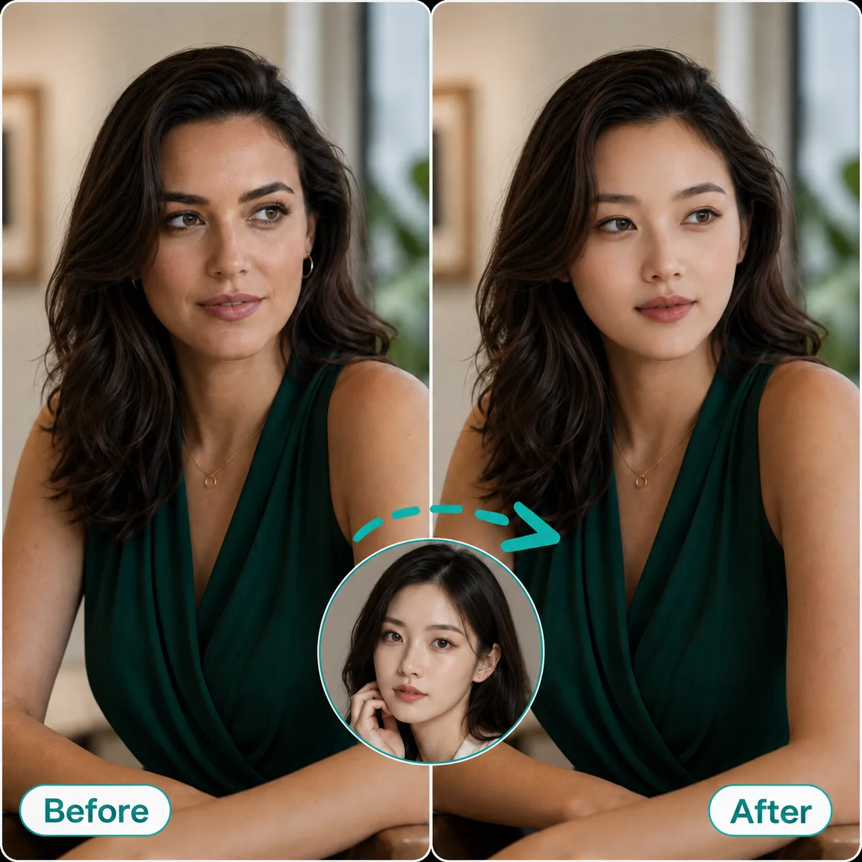 Before and after GIF face swap meme example